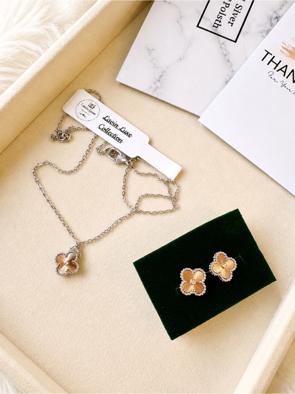 Clover Necklace and Earrings Set